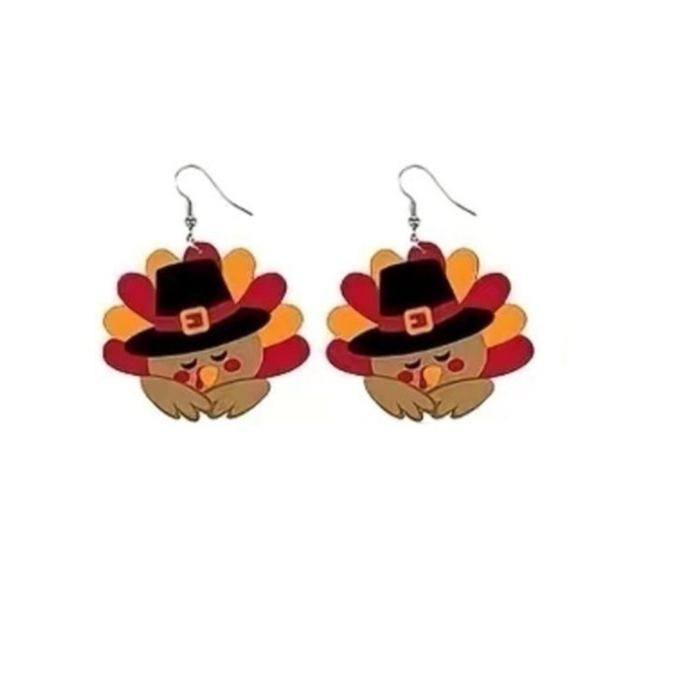 Adorable Pilgrim Turkey Thanksgiving Earrings 🦃